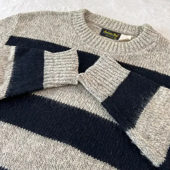 Jamaica Bay Vintage Gray Black Striped Wool Sweater Size XL - Picture 6 of 6